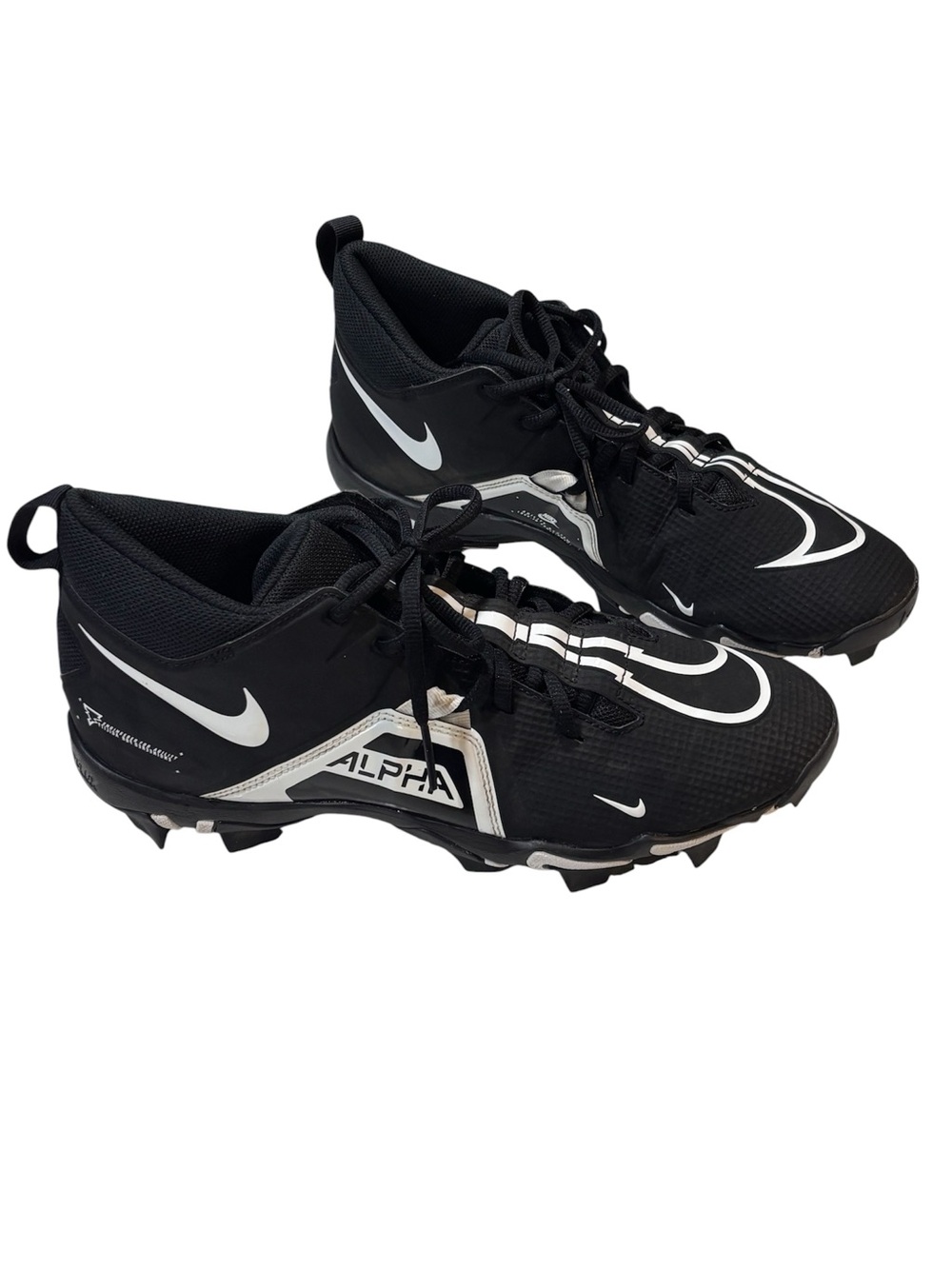 Nike Alpha Fastflex Football Cleats Men’s 10 CV0582-001 Black White Molded Studs